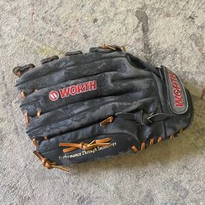 Worth WS140H‎ Slowpitch Softball Glove 14 Inch Black Leather Left Hand Throw